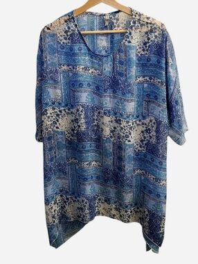 Blue Combo Printed Lightweight Top